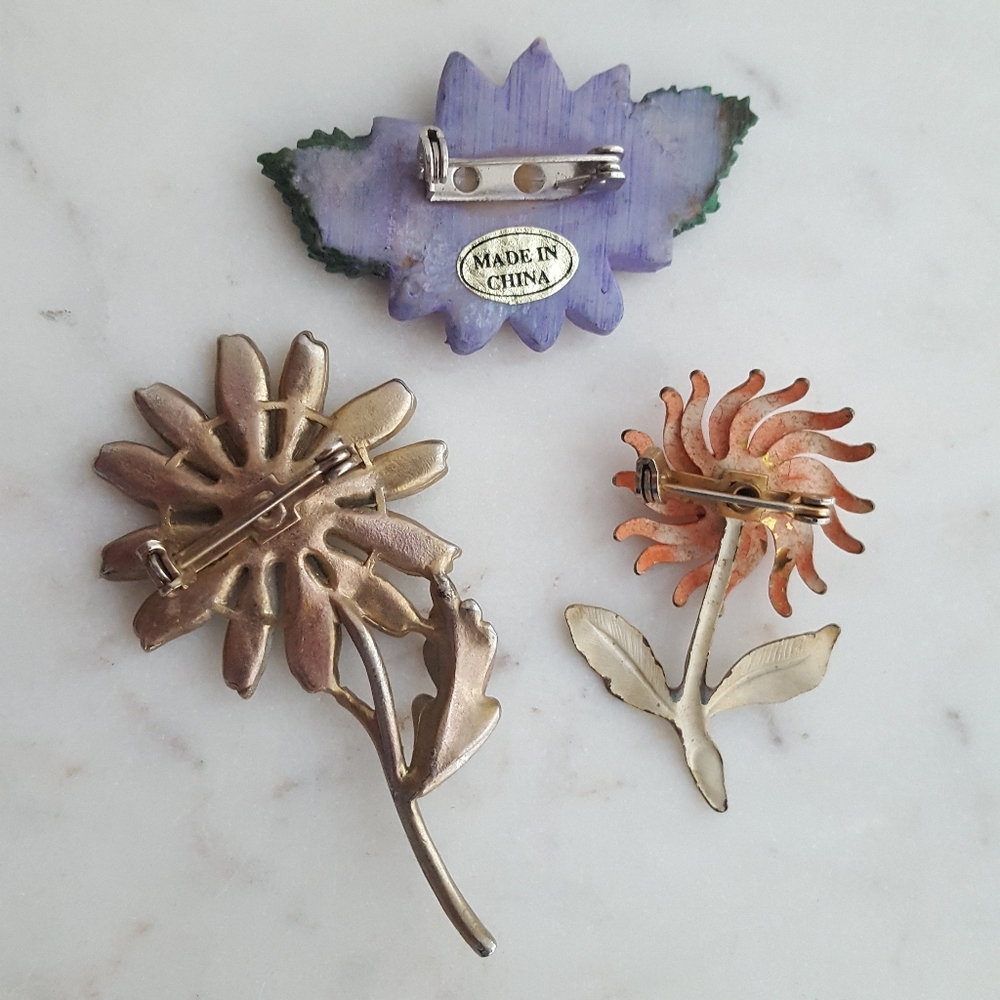 🌙Vintage Floral 3 Brooch Collection🌸 - Picture 6 of 9